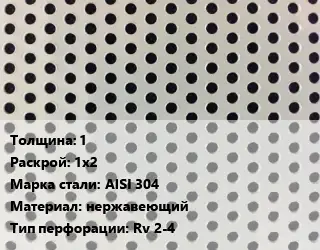 Лист перфорированный 1 1х2 Марка: AISI 304 нержавеющий Rv 2-4